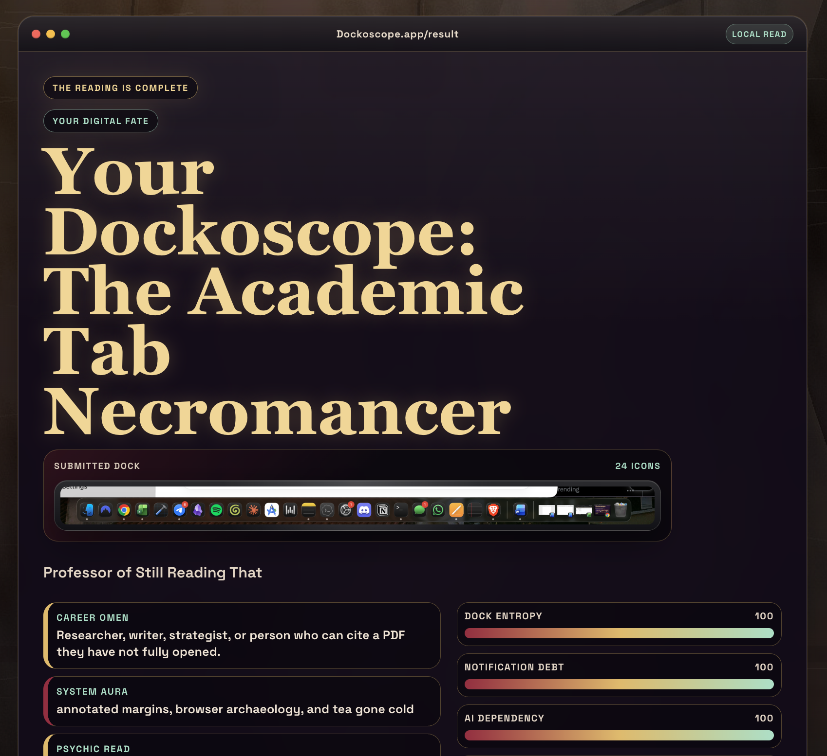 Dockoscope result preview